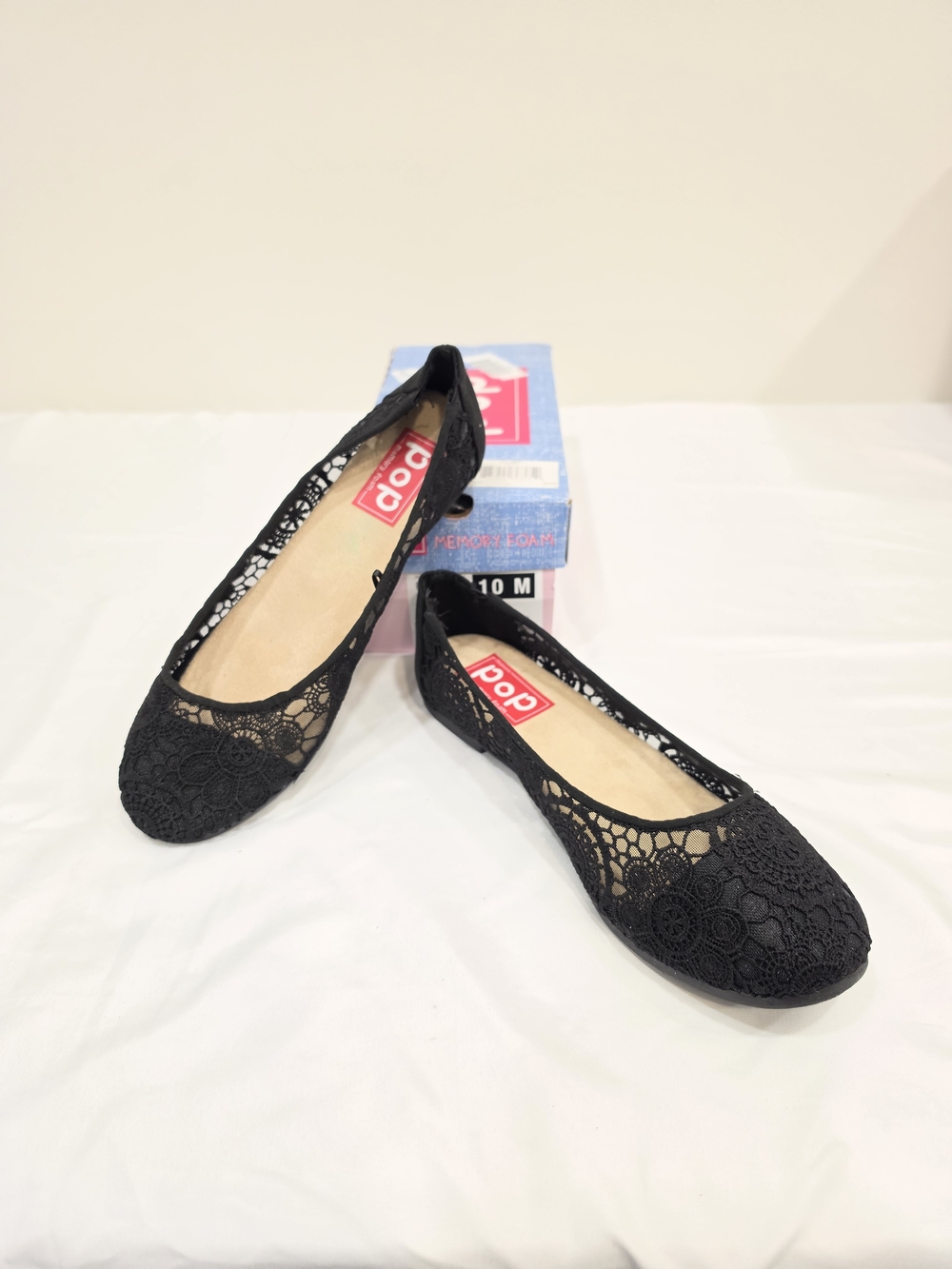 Pop Maybel Black Crochet Lace Ballet Flats